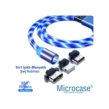 Lightning Type-C Micro Usb Işıklı Manyetik Şarj Kablosu - Al2618