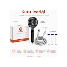 Sogud Duş Başlığı Seti Antrasit Gri - 150 Cm Hortumlu Filtreli Arıtmalı El Duşu - 6 Fonksiyonlu Yüksek Basınçlı Model - 3 Yedek Filtre Kartuşlu Kireç Önleyici Su Tasarruflu Enerji Sınıfı A++