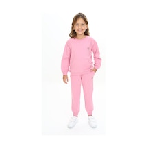 Toontoy Kids Toontoy Kız Çocuk Reglan Kol Kanguru Cepli Nakışlı Eşofman Takım Gül Kurusu