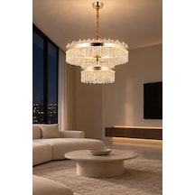 Modern Premıum Gold Ledli Avize 3 Renk Ayarlı Lüks Salon Yemek Odası Avizesi 256w