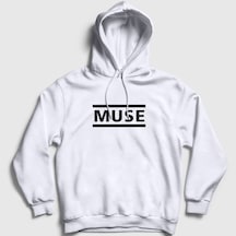 Presmono Unisex Logo Muse Kapüşonlu Sweatshirt Beyaz