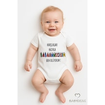 Babyden's Harçlıkları Hazırla Babaanneciğim Yazılı Çıtçıtlı Bebek Body Tulum %100 Pamuk Kısa Kollu Zıbın Beyaz