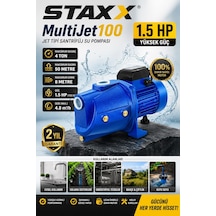 Staxx Stx15mj30 Multi Jet 100 Metal Dişli Sistem Tam Bakır Sargılı 1.5 Hp Büyük Su Pompası 8mt Emiş