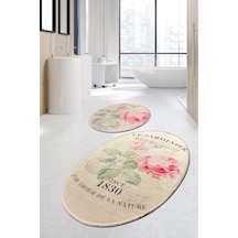 Chilai Home Jardıner Oval Djt 2'Li Set Banyo Halısı Çok Renkli