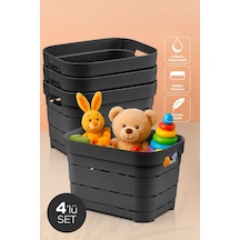 4'lü 5 Litre Delikli Saklama Kutusu Antrasit Antrasit
