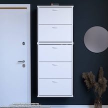 Modilayn Varbi Umay' 2 Li Asma Kapı Önü 72 X181x 25, 5 Cm Lik 5 Düşer Kapak 10 Göz Bölmeli Ayakkabılık Beyaz