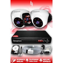 Bayicam 3 Kameralı Panda 2 İç Kamera Set 1 TB HDD Full HD Gece Görüşlü Güvenlik Kamerası Sistemi