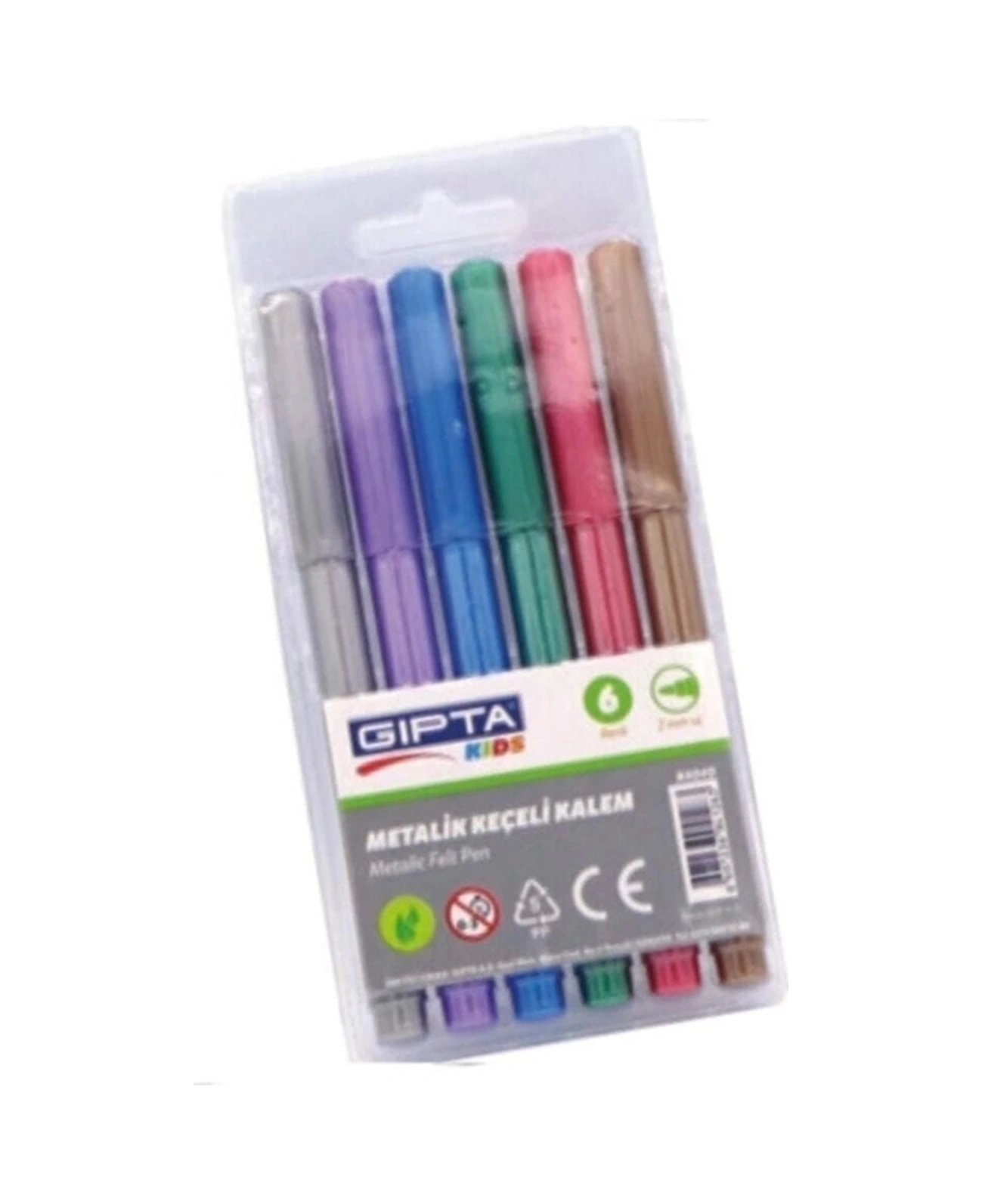 K4040 Pvc Çantali- Keçeli Boya Kalemi- 6 Metalik Renk
