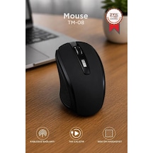 Premium Mouse Optik Kablosuz Fare Tm08 Siyah Ofis Bilgisayar Sunum