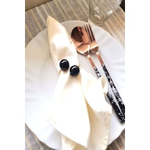 6 Adet Black Pearl Gold Metal Halkalı Peçete Yüzüğü