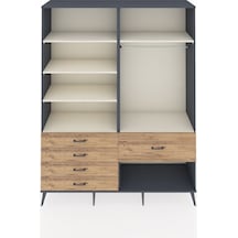 Hyperion Gardrop 6 Raflı 5 Çekmeceli Tek Askılı 176x44x221 Antrasit-aytaşı/çam Aytaşı/çam