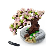 Bonsai Ağacı Sukulent/sakura Saksı Bitki Yapı Blokları Seti, Hediyeler İçin Yapay Çiçek İnşaat Kitleri, Yetişkinler/gençler İçin Kendin Yap Buket Yapı Tuğlaları Sakura 41bordocipsobeyaz