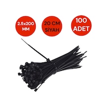 100 Adet Tork 2.5x200 Kablo Bağı Plastik Cırt Kelepçe 20 Cm Siyah