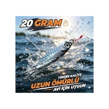 20 Gr Metal Jig Balık Avı Kaşığı Parlak Gümüş Renk Balık Desenli Işık Yansıtıcı Güçlü Iğneli Av