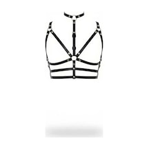 İkikareshop Siyah Göğüs Harness Deri Boyunluklu Ayarlanabilir Metal Detaylı - Brf235 Çok Renkli