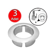 Aletçantam Lavabo Deliği Halkası Yüzüğü 3 Adet Yuvarlak Parlak Krom Halka Yüzük Ayna Karşı Drenaj Taşma Kapa Çok Renkli