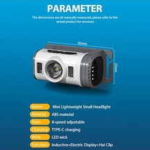Ebitda Şarj Edilebilir Kırmızı-mavi Uyarı Farı Led Kafa Feneri - Taşınabilir Klipsli Ş Gri-beyaz Gri - Beyaz