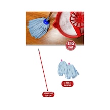 Standart Mop Temizlik Kovalarıyla Uyumlu Sap Ve Paspas Seti, 120cm Vidalı Metal Sap + 2 Adet Paspas