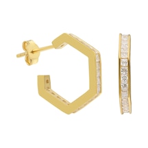 Zirkon Taşlı Beşgen Küpe 717071 Gold Gümüş