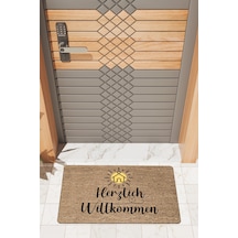 Rugmood Modern Dijtal Baskı Herzlich Wilkommen Kapı Önü Paspası Çok Renkli