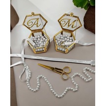 Corrente Altıgen Gold Yüzük Yükselticisi Ve Söz Makası Seti Beyaz Beyaz