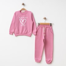Bebolly 2li Takım Happy Day Baskılı Pembe-13135 Pembe
