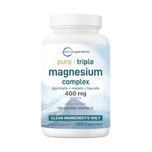 Pure Triple Magnesium Complex Glycine + Malate + Taurate & Vitamin C / 400 Mg 300 Softgels