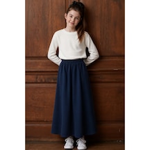 Angel&co. Girls Clothing Modest Uzun Kız Çocuk Mevsimlik Etek Lacivert - 791131271 Lacivert