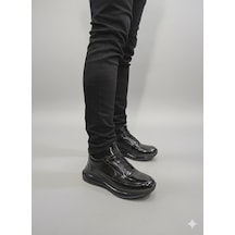 Marcomen Lastik Bağcıklı Nokta Lazer Baskılı Köpük Taban Erkek Sneaker Ayakkabı 22053 Siyah Rugan
