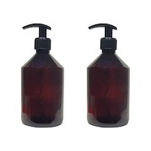 Buççin Online Mağaza 2 Li Amber Cam Görünümlü Plastik Boş Sıvı Sabun - Bulaşık Deterjanı Şişesi 500 Ml Çok Renkli