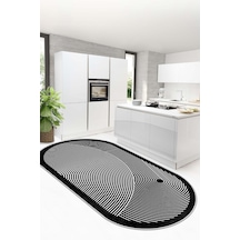 West Home Makinede Yıkanabilir Kaymaz Taban Leke Tutmaz Siyah Oval Mutfak Halısı Salon Halısı Ve Yolluk Wh 581 Black Oval