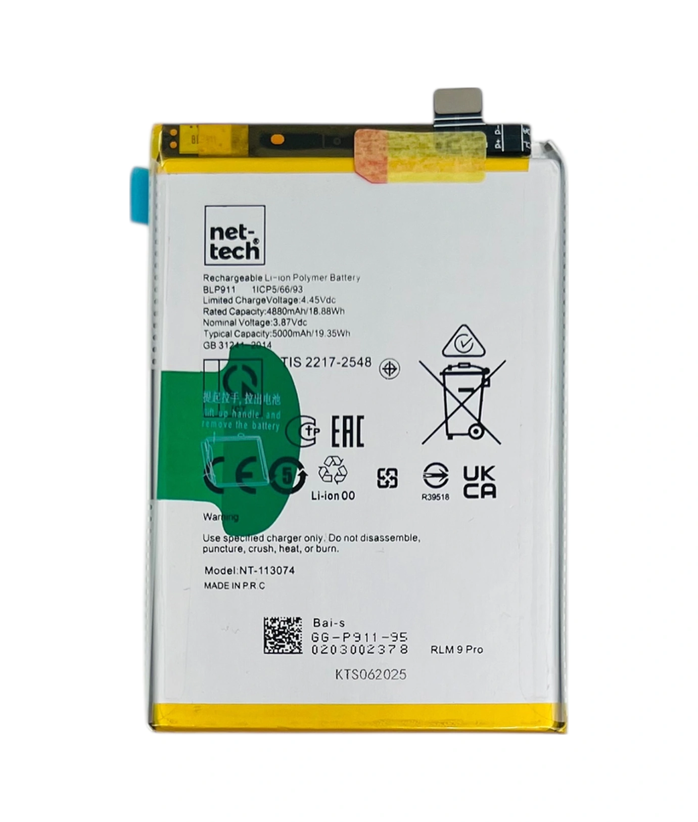 Teknonet Realme 9 Pro Uyumlu Nettech Blp911 5000 Mah Batarya - Siyah