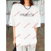 Tarzsokak Unisex Cosmic Baskılı Tshirt Beyaz Beyaz