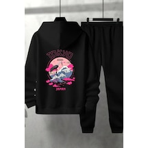 Unisex Siyah Tokyo Sırt Baskılı Eşofman Kapüşon- Kışlık Şardonlu Kumaş Siyah Unisex Siyah Tokyo Sırt Baskılı Eşofman Kapüşon- Kışlık Şardonlu Kumaş Siyah