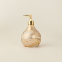 Design Celina Cam Sıvı Sabunluk - Gold / Beyaz Çok Renkli