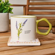 Kitchen Çiçek Desenli Kupa - Beyaz / Yeşil - 310 Ml Renkli