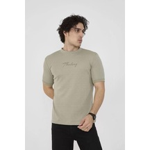 Unisex Bisiklet Yaka Slim Fit T-shirt- Açık Yeşil 001