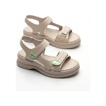 Giamgia Store Kadın Bej Kalın Taban Günlük Yazlık Sandalet-2360