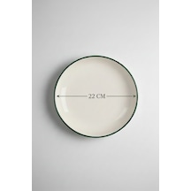 6'lı Toledo Çukur Tabak 22cm Rim Yeşil Rinart Krem