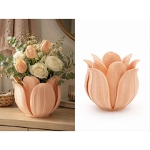 3d Baskı Lotus Yapraklı Vazo - Dekoratif Çiçeklik-turuncu Çok Renkli