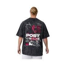 Post Malone Rapper Şarkıcı Baskılı Unisex Oversize Vintage Yıkama Siyah