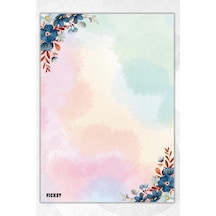 A5 Çiçek Bloknot Çizgisiz Defter - 50 Yaprak - Memopad - Notepad - Not Defteri - Not Kağıdı - 1182 Çok Renkli
