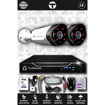 Turkno 2 Kameralı Galia 2 Dış Kamera Set 500 GB HDD Full HD Gece Görüşlü Güvenlik Kamerası Sistemi