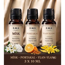 Misk - Portakal - Ylang Ylang Esansiyel Uçucu Yağ Buhurdanlık Yağı Difüzör Esansı Oda Kokusu Mum Esansı 3 X 10 Ml. Karışık