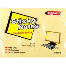 Bigpoint Yapışkanlı Not Kağıdı 75x100mm Sarı X 12 Adet