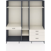 Hyperion Dolap 7 Raflı 4 Çekmeceli 3 Askılı 220x44x243 Antrasit-aytaşı/aytaşı Aytası/aytası