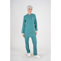Ameliyat Yeşili Renk Sakura Model Tesettür Doktor Hemşire Scrubs Üniforma Takımı Yeşil