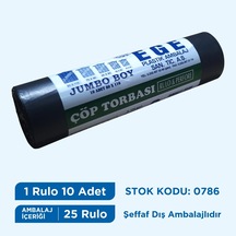 Egeplast Çöp Torbası Jumbo Boy Siyah 80X110 Koli 25 Rulo