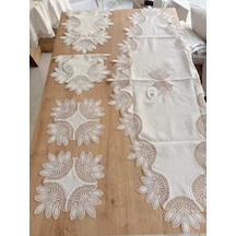 Salon Takımı Çeyizlik Runner Set 5 Parça Keten Ranır Masa Konsol Sehpa Örtüsü Lady Diğer