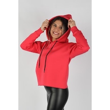 Kadın Kapüşonlu Sweatshirt Nar Çok Renkli